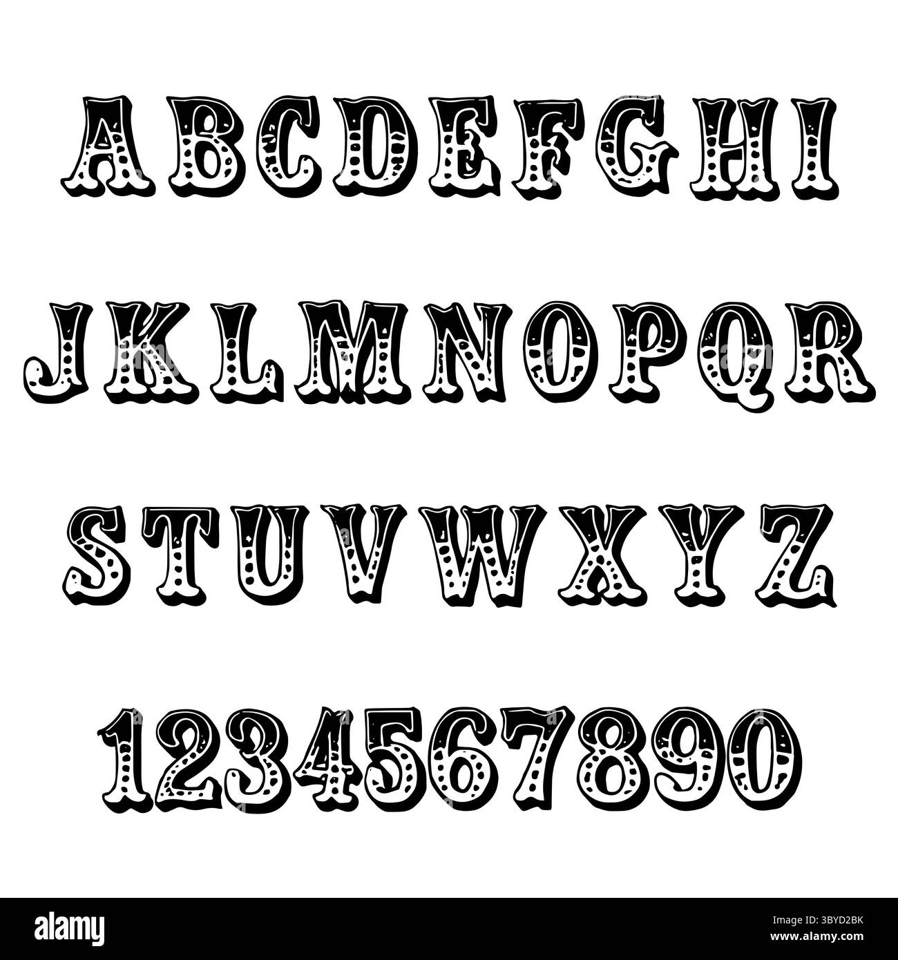 Caratteri alfabetici del carnevale del circo carattere del testo ABC Foto Stock