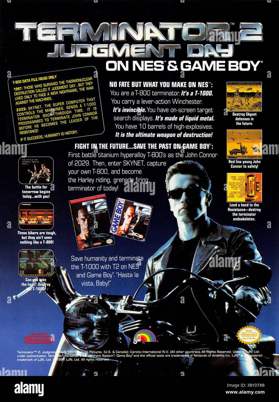 1992 annuncio di Terminator 2: Judgment Day NES Nintendo Gameboy Foto Stock
