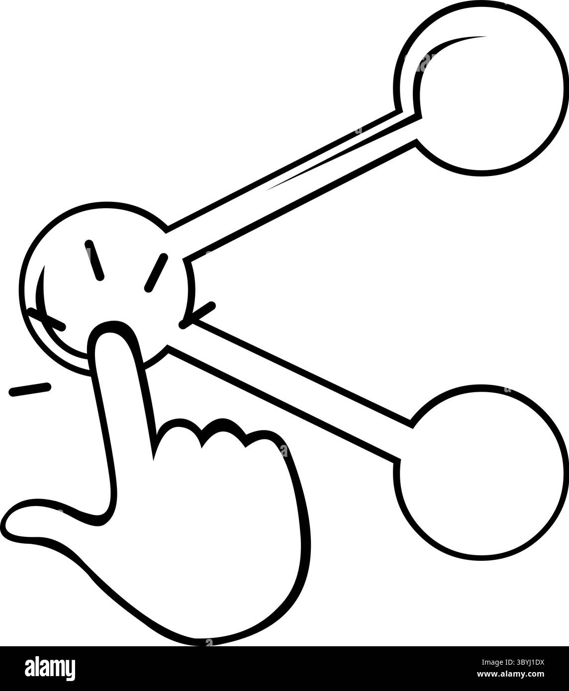 illustrazione vettoriale disegno icona concept in bianco e nero premere a mano il simbolo del touch screen pulsante di condivisione sistema software Illustrazione Vettoriale
