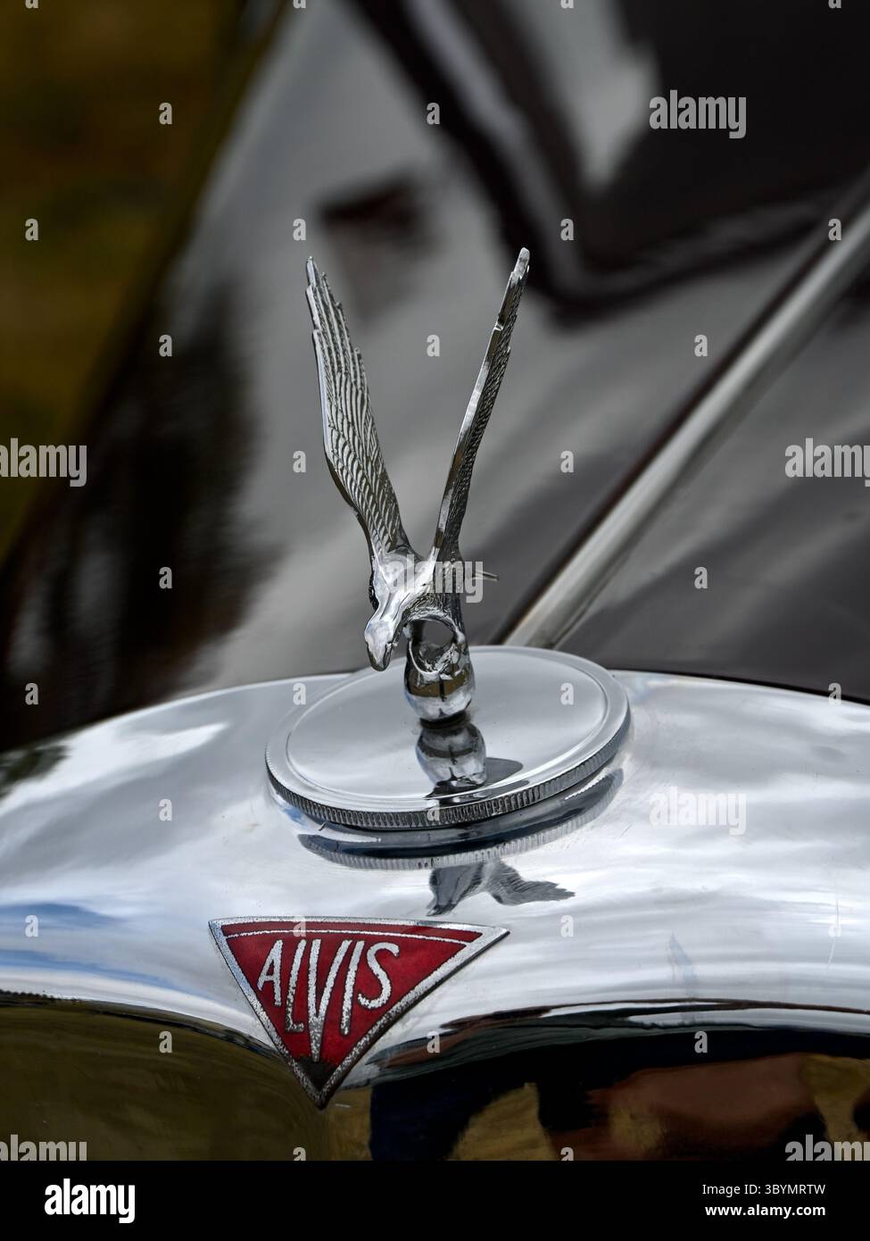 SOUTHEND-ON-SEA, Regno Unito - 5 LUGLIO 2025: Ornamento del cofano sulla classica vettura Alvis Foto Stock