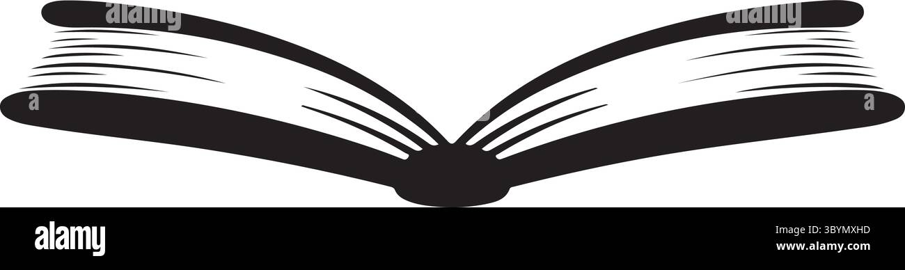 Logo per la libreria con illustrazione vettoriale della silhouette di un libro con sfondo bianco Illustrazione Vettoriale