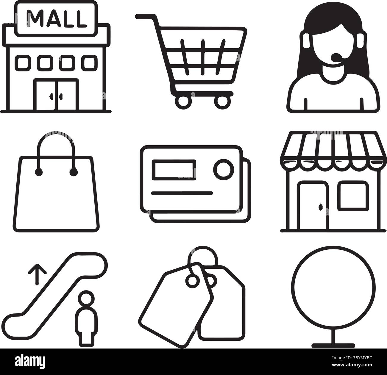 Set di icone del centro commerciale Illustrazione Vettoriale