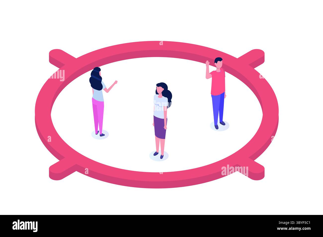 Target del pubblico, concetto di attrazione del cliente. Illustrazione del vettore isometrico. Illustrazione Vettoriale