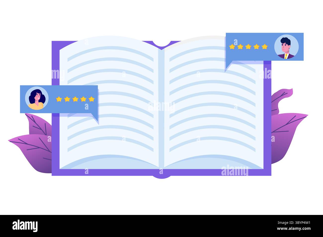 Recensione del libro, concetto di club di lettura. Illustrazione vettoriale Illustrazione Vettoriale