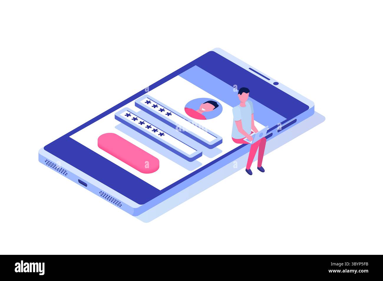 Creare un account, registrazione online concetto isometrico. Accesso e password sicuri. Illustrazione vettoriale. Illustrazione Vettoriale