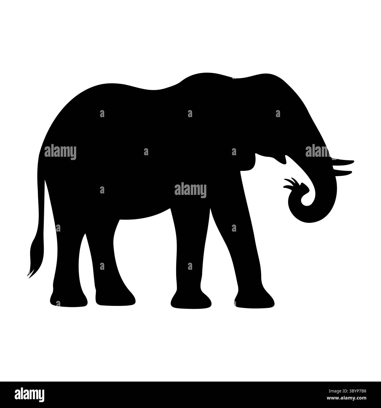 Vista laterale sagoma elefante erba da mangiare 2 Illustrazione Vettoriale