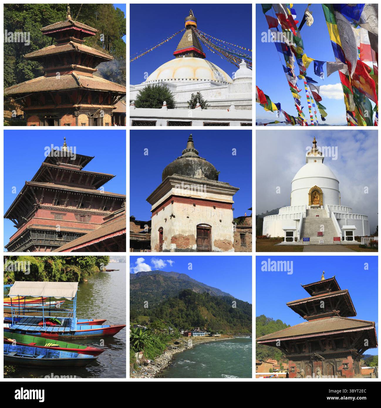 Impressioni del Nepal, collage di immagini di viaggi Foto Stock