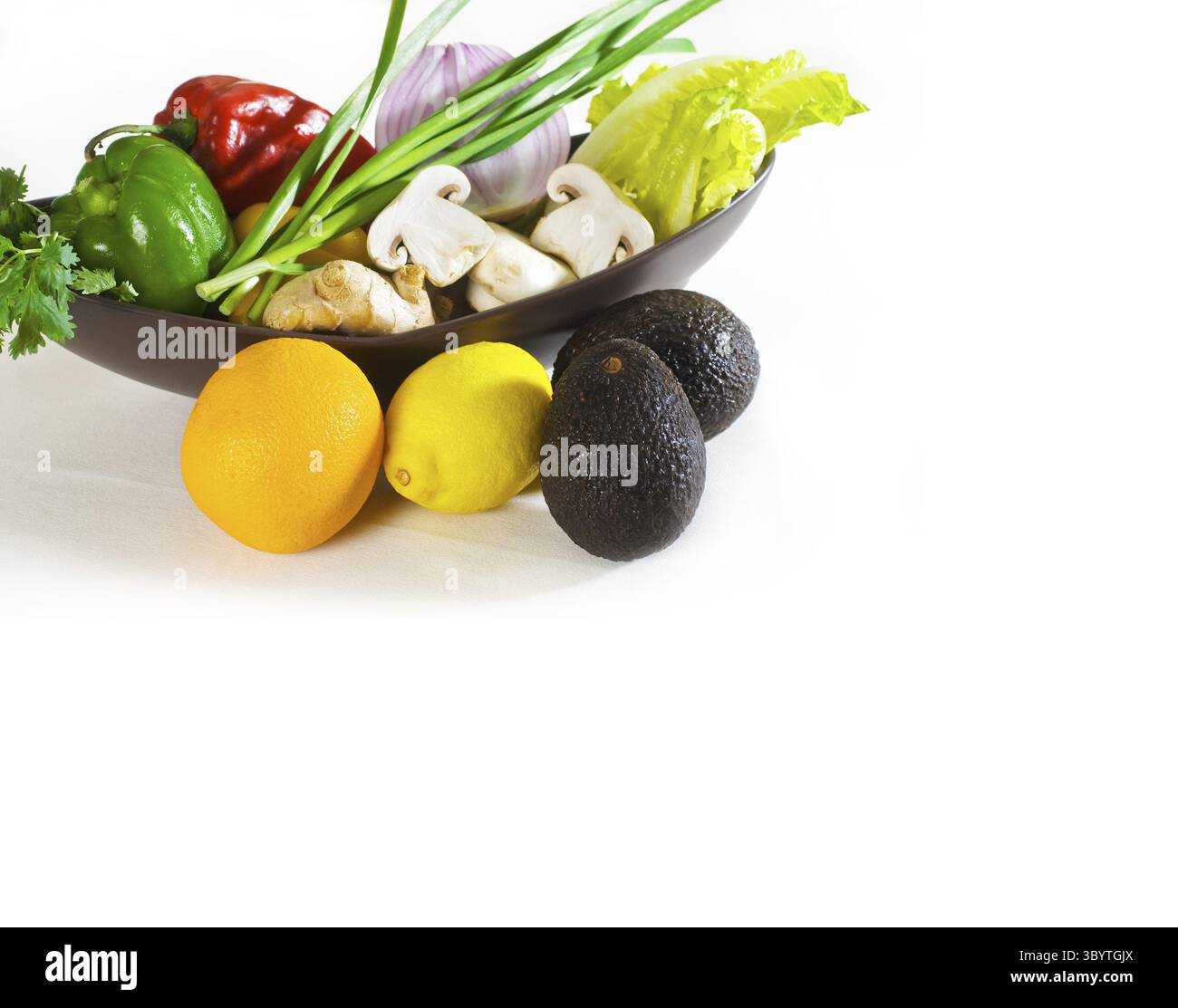 Cibo, frutta e verdura fresche assortite, base per una dieta salutare e nutruition Foto Stock