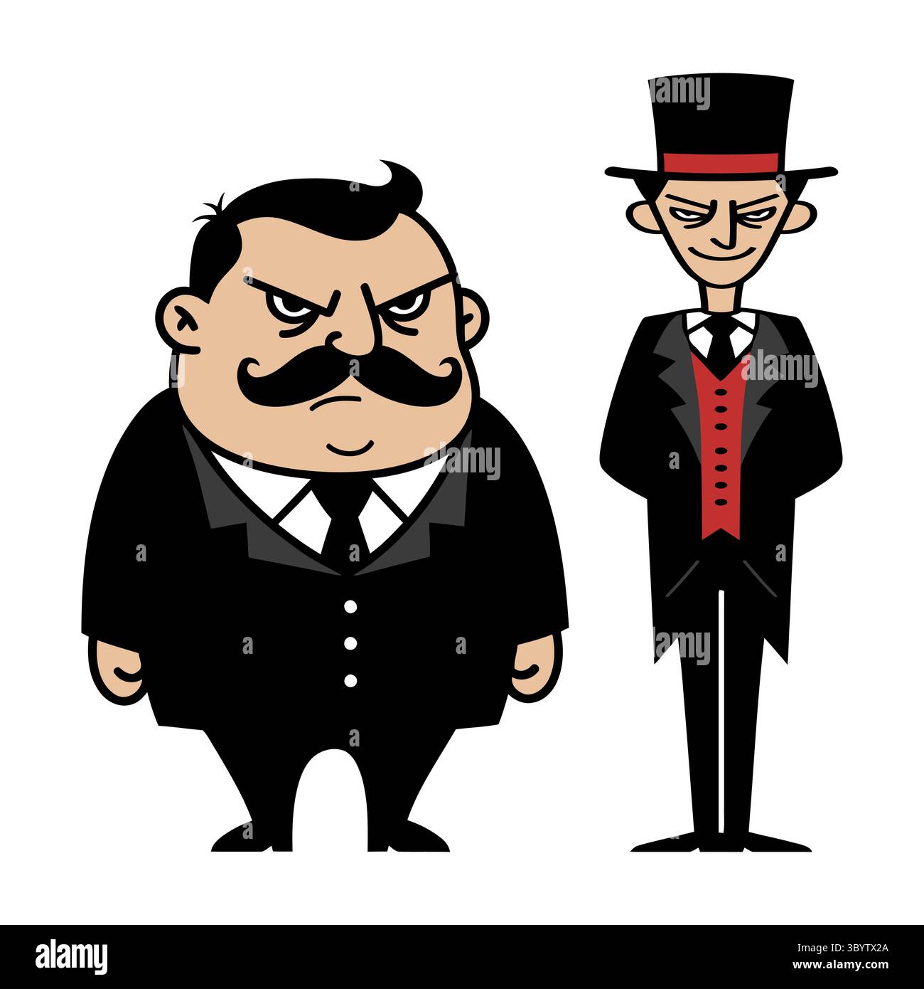 Malvagi criminali personaggi criminali Cartoon Illustrazione Vettoriale