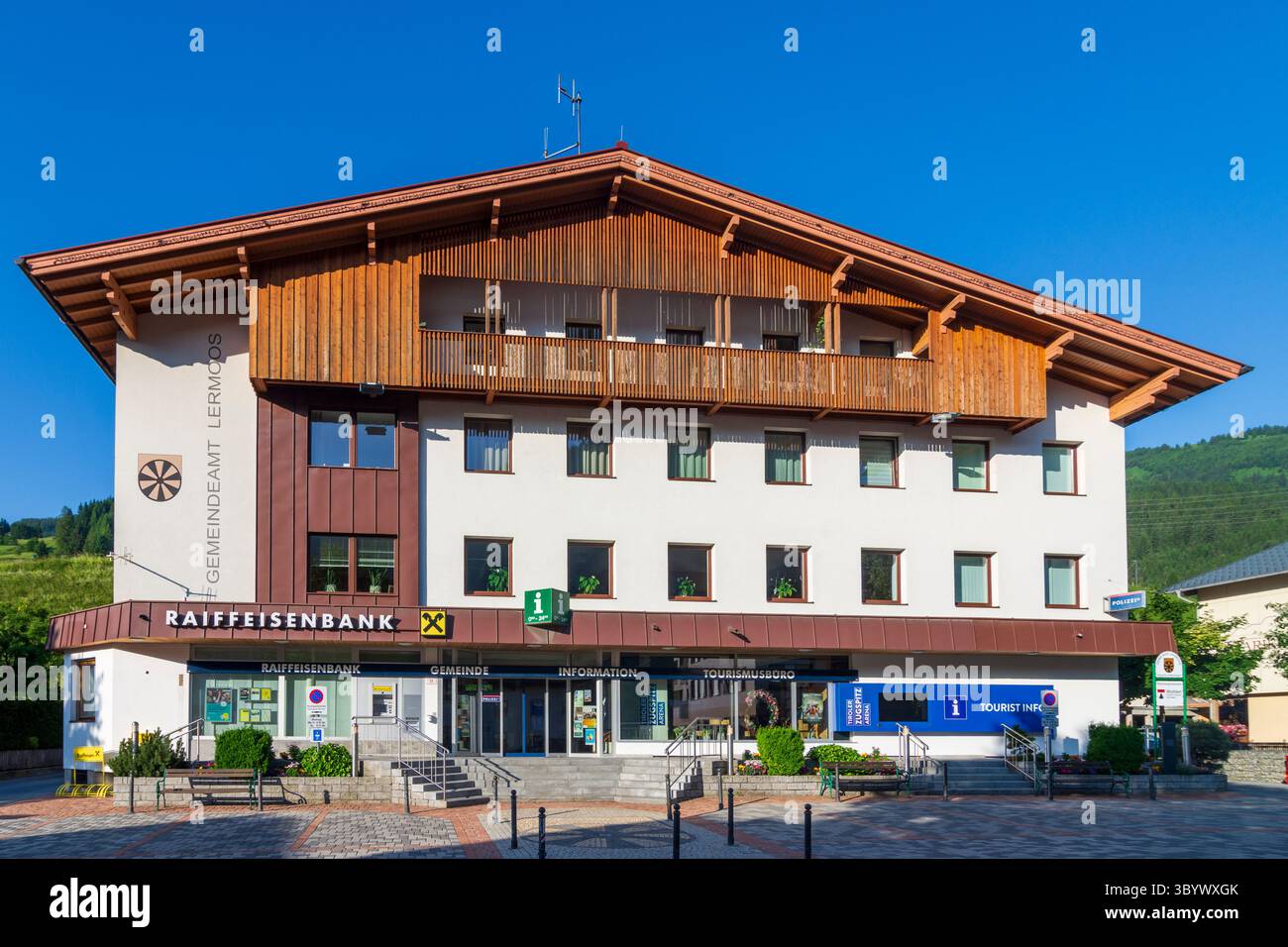 Lermoos: Municipio di Lermoos in Tiroler Zugspitz Arena, Tirolo, Austria Foto Stock