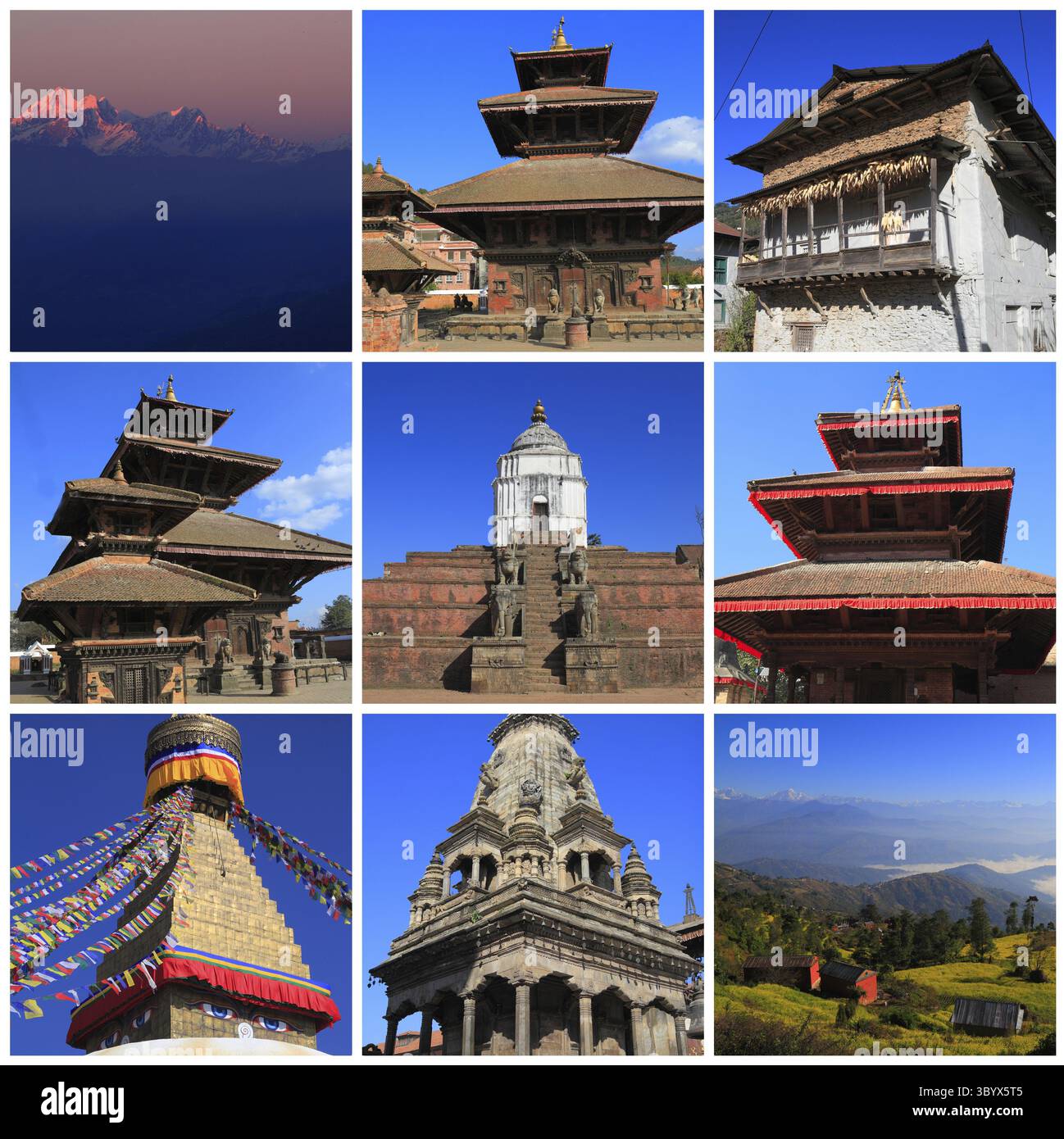 Impressioni del Nepal, collage di immagini di viaggi Foto Stock