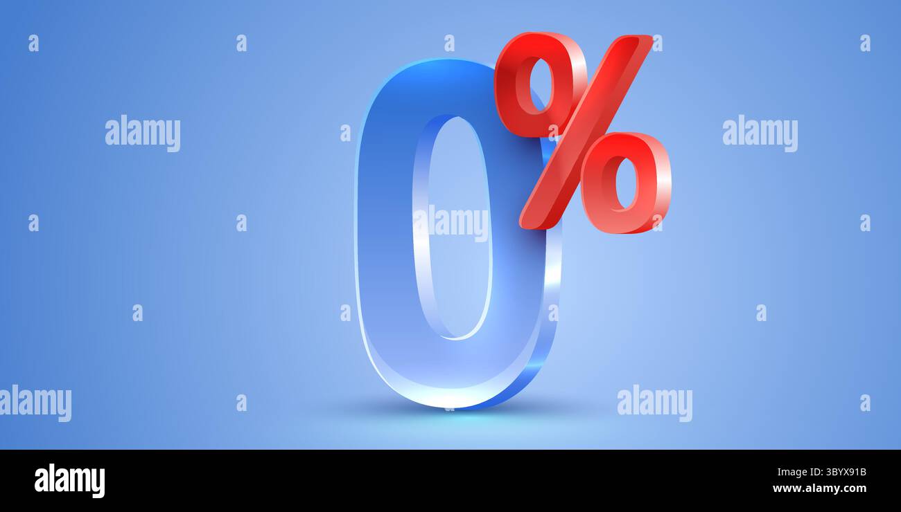 0 percento. numero 3d 0. Nessuna commissione. Illustrazione vettoriale. Illustrazione Vettoriale