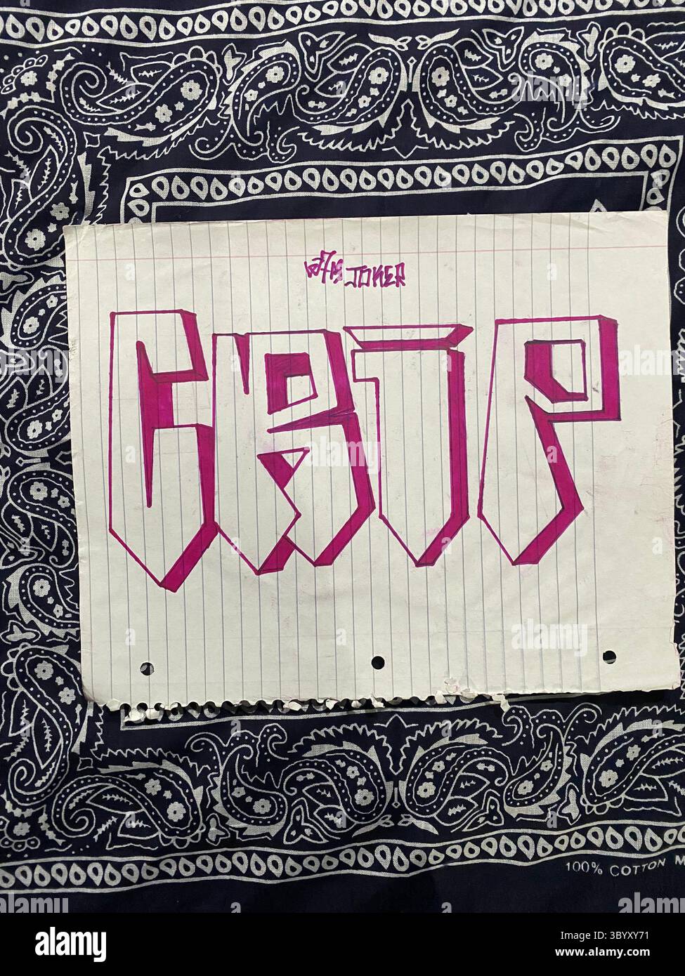 W7M ScoreGang, un sottoinsieme di Detroit Crips, insegne di gang disegnate a mano, prelievo di lettere da parte del membro che legge "CRIP" (disegnato da "W7M Joker") Foto Stock