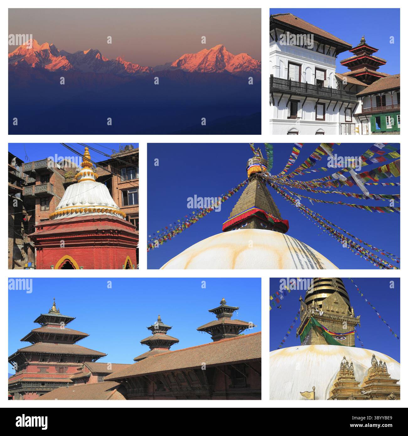 Impressioni del Nepal, collage di immagini di viaggi Foto Stock
