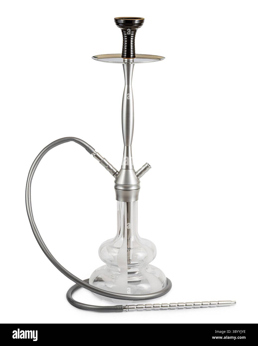 Narghilè o tubo dell'acqua isolati fatti a mano su sfondo bianco chiaro. Parti diverse del shisha tradizionale Foto Stock