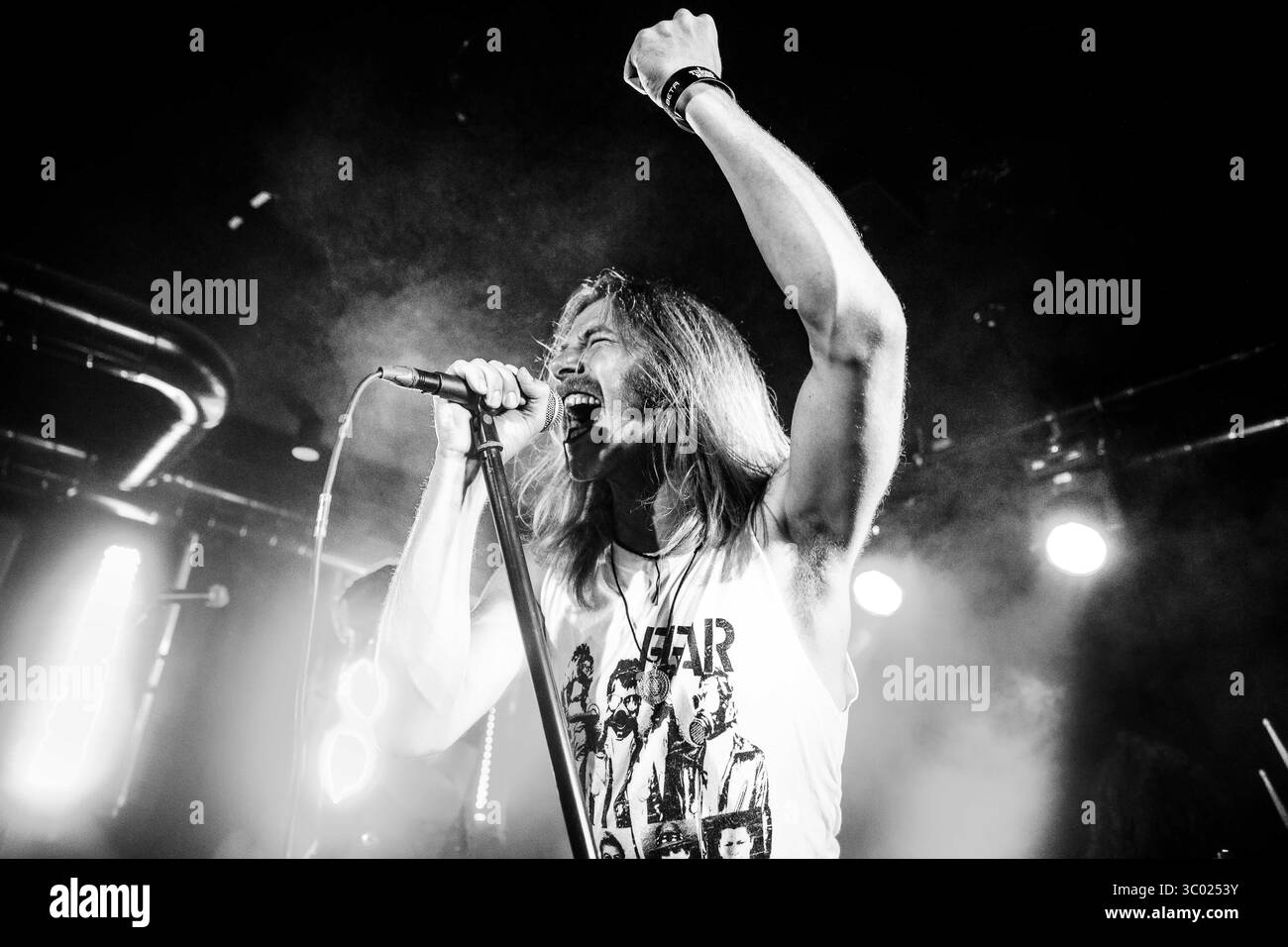 9 agosto 2018 - Copenaghen, Danimarca - Danimarca, Copenaghen - 9 agosto 2018. La band heavy rock olandese Death Alley esegue un concerto dal vivo al BETA di Copenaghen. Qui il cantante Douwe Truijens viene visto dal vivo sul palco. (Credito fotografico: Gonzales Photo - Peter Troest) (credito immagine: © Peter Troest/Gonzales Photo via ZUMA Press) Foto Stock