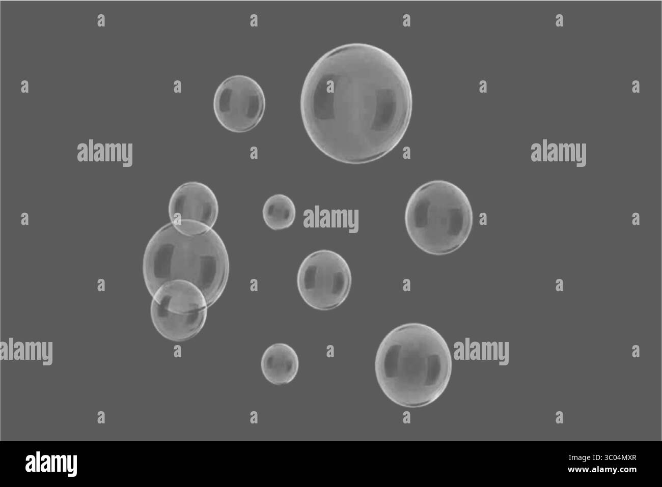Spruzzi d'acqua isolati su sfondo nero. le gocce levitano nell'aria buia Illustrazione Vettoriale