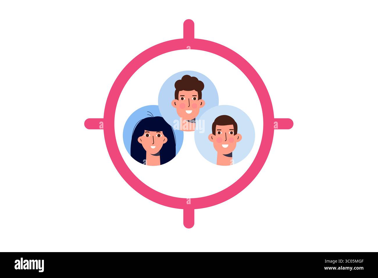 Target del pubblico, concetto di attrazione del cliente. Illustrazione vettoriale Illustrazione Vettoriale