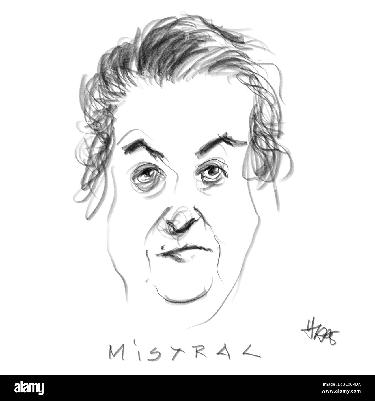 Mistral, Ritratto a matita, scrittore Foto Stock