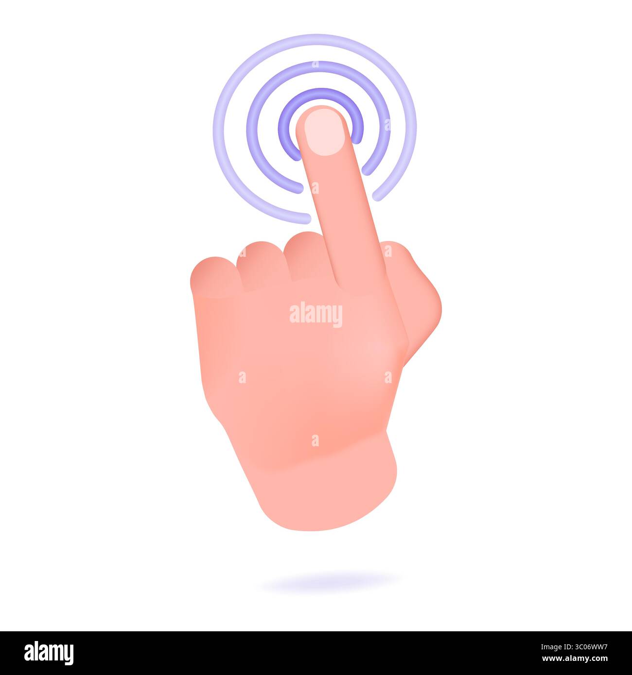 Illustrazione vettoriale realistica 3d gesto di puntamento manuale, toccare o fare clic. Illustrazione Vettoriale