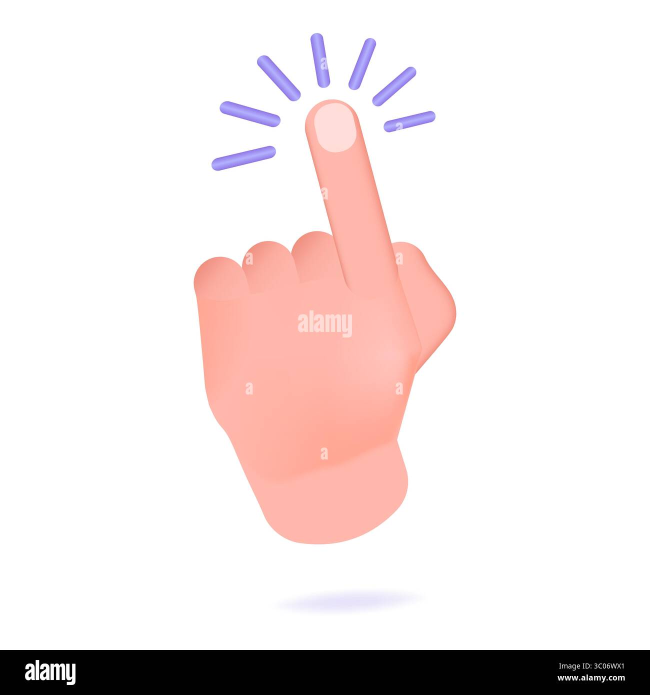 Illustrazione vettoriale realistica 3d gesto di puntamento manuale, toccare o fare clic. Illustrazione Vettoriale