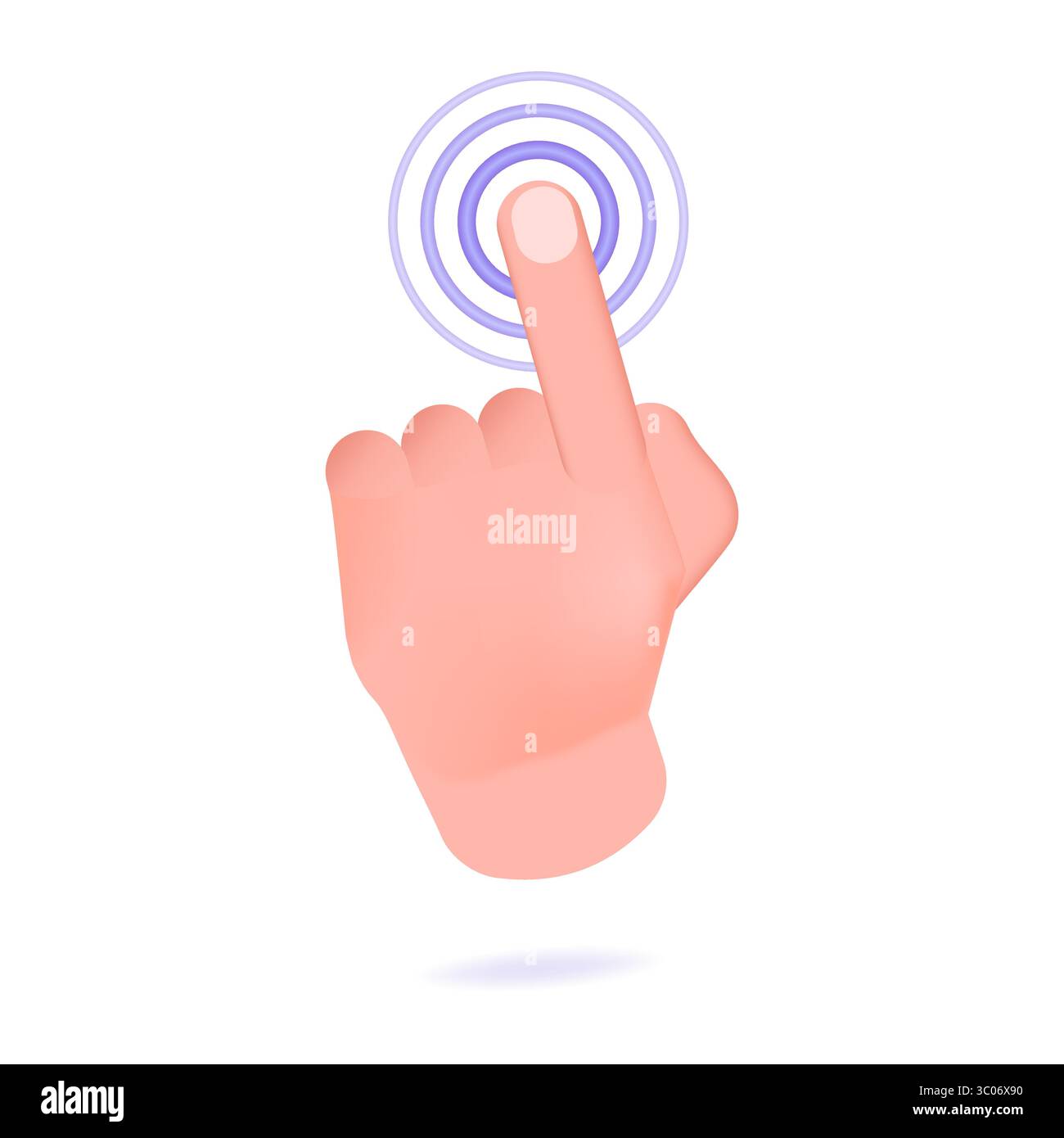 Illustrazione vettoriale realistica 3d gesto di puntamento manuale, toccare o fare clic. Illustrazione Vettoriale