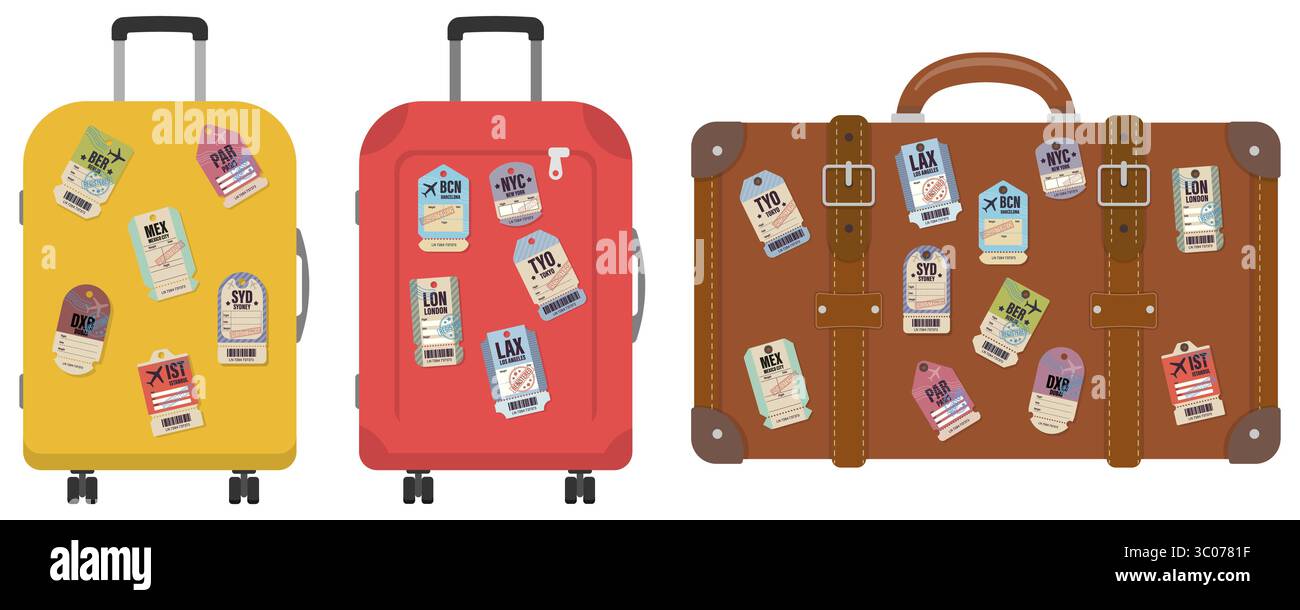 Hnogri, 3 etichette in pelle PU per valigie, etichetta per bagagli da viaggio con patta per