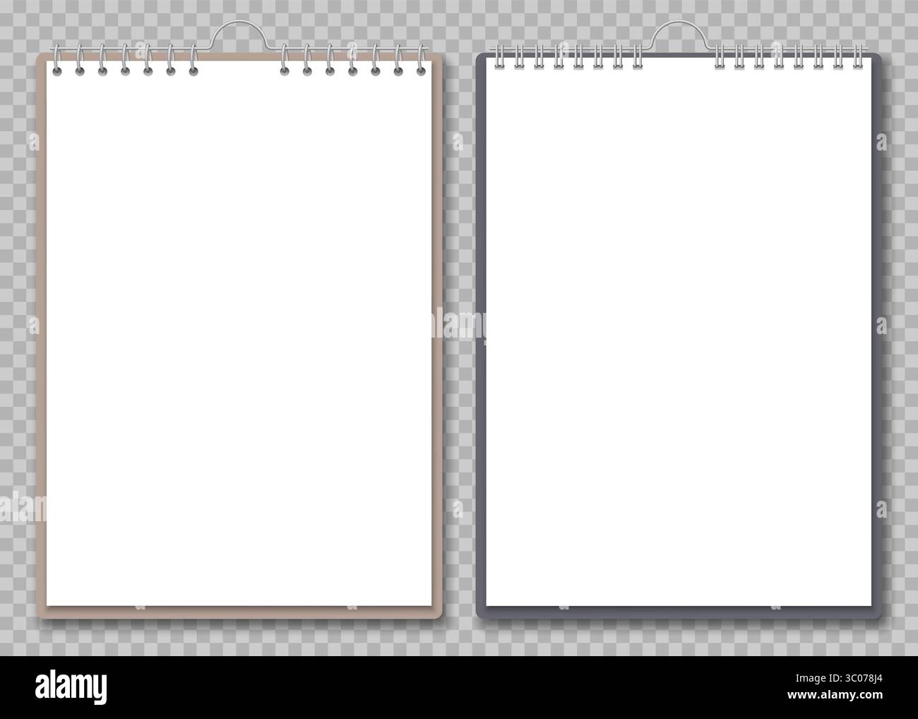 Illustrazione realistica di fogli bianchi puliti per appunti con anelli di metallo e ombre. Ideale per i mockup o le presentazioni di design. Mockup notebook vuoto. Pagina a spirale vuota. Foglio di blocco note realistico. Carta con piegatura a spirale. Sfondo bianco del notebook. Illustrazione Vettoriale