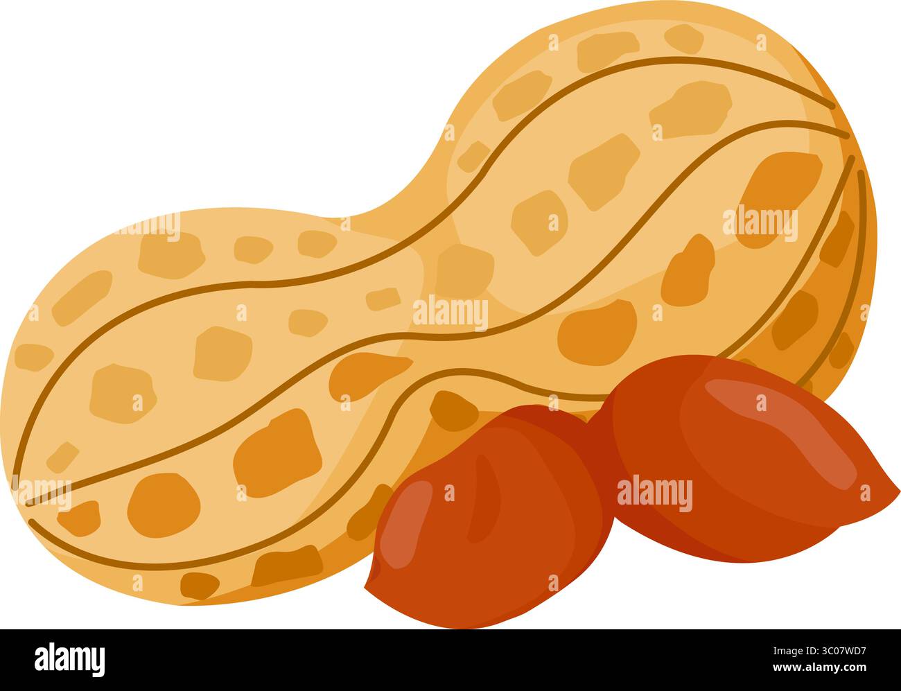 Arachidi su sfondo bianco. Arachidi intere e sbucciate, gustose noci da snack isolate su sfondo bianco. Illustrazione vettoriale Illustrazione Vettoriale