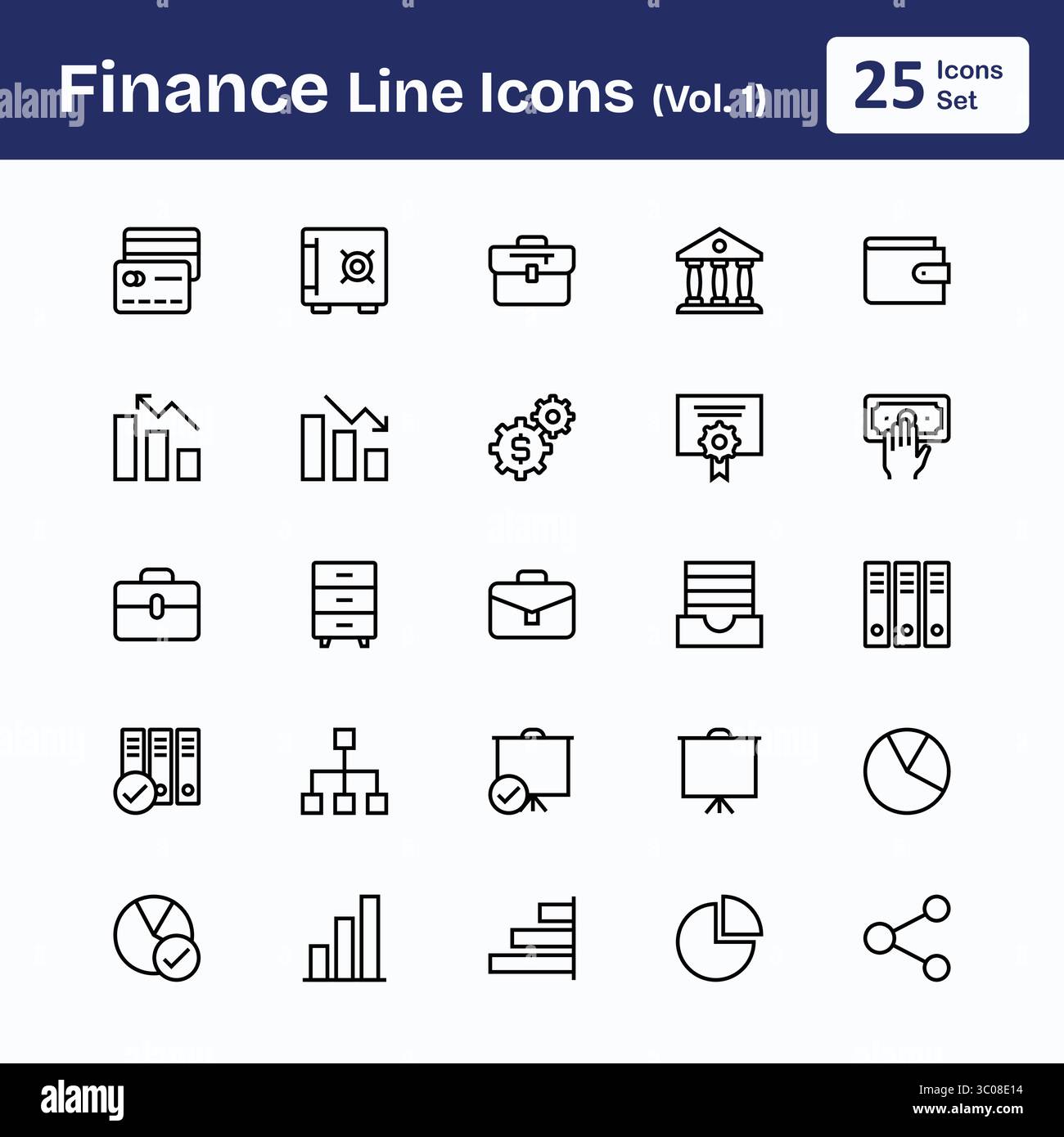 Icone della linea finanziaria (Vol.1) Illustrazione Vettoriale
