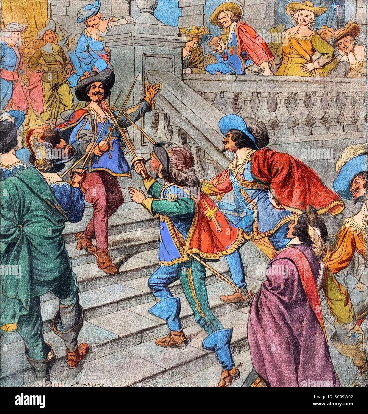 I tre moschettieri", di Alexandre Dumas pere - "Les trois Mousquetaires" d'Alexandre Dumas père, Illumination du début du 20eme siecle - Foto Stock