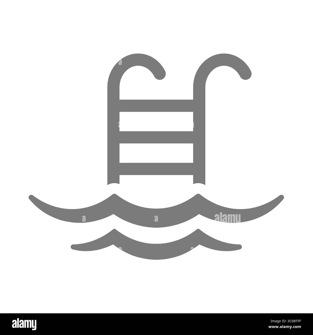 Icona del vettore dei passi. Piscina con acqua e simbolo delle onde. Illustrazione Vettoriale