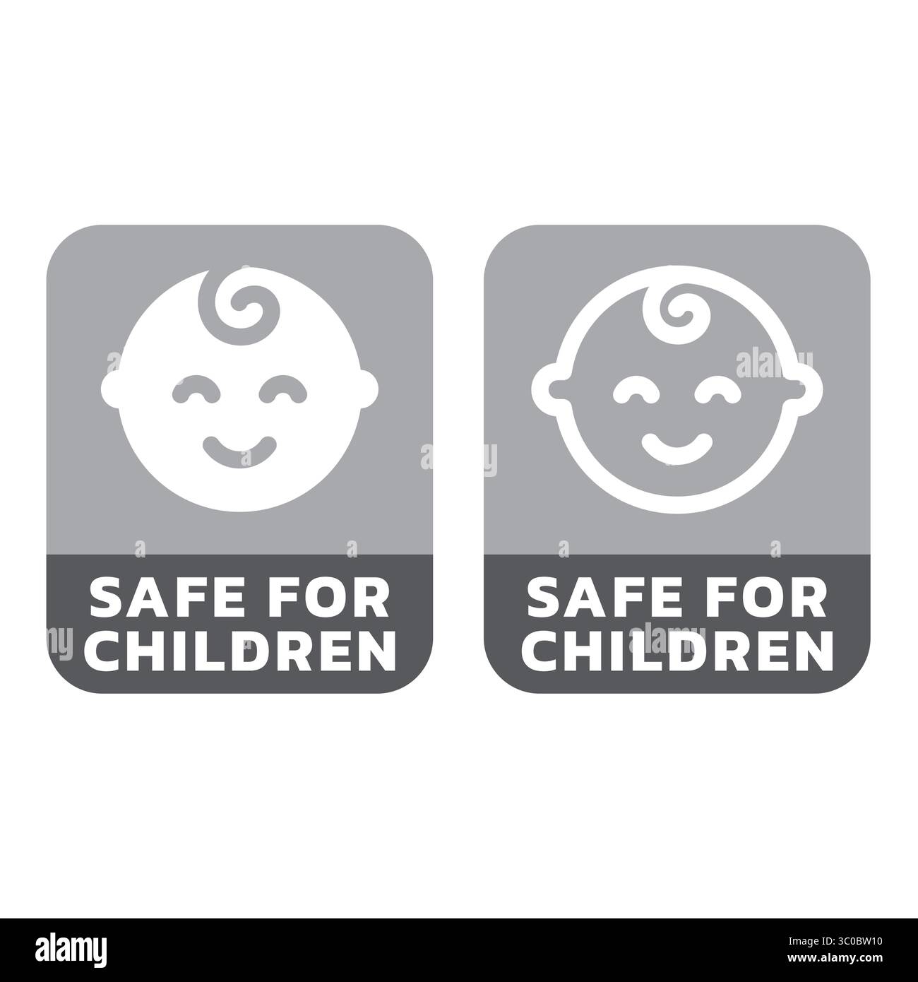 Etichetta vettoriale Safe for Children. Approvato per il prodotto per uso pediatrico. Illustrazione Vettoriale