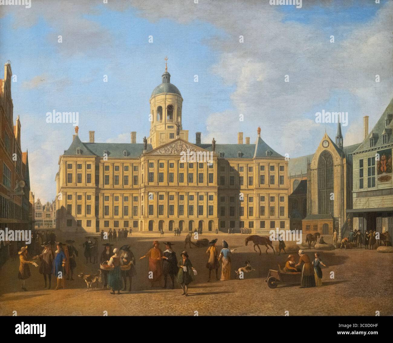 Gerrit Adriaensz Berckheide 'il Municipio in Piazza Dam ad Amsterdam' 1693. Dipinto del secolo d'oro olandese del municipio di Amsterdam. Foto Stock