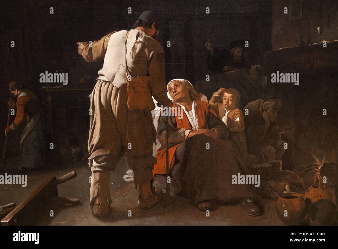 Michael Sweerts dipinge 'Visiting the Sick' 1646-9; Sweerts dipinge la vita quotidiana del XVII secolo. Alias Michiel Sweets, artista fiamminga, anni '1600 Foto Stock