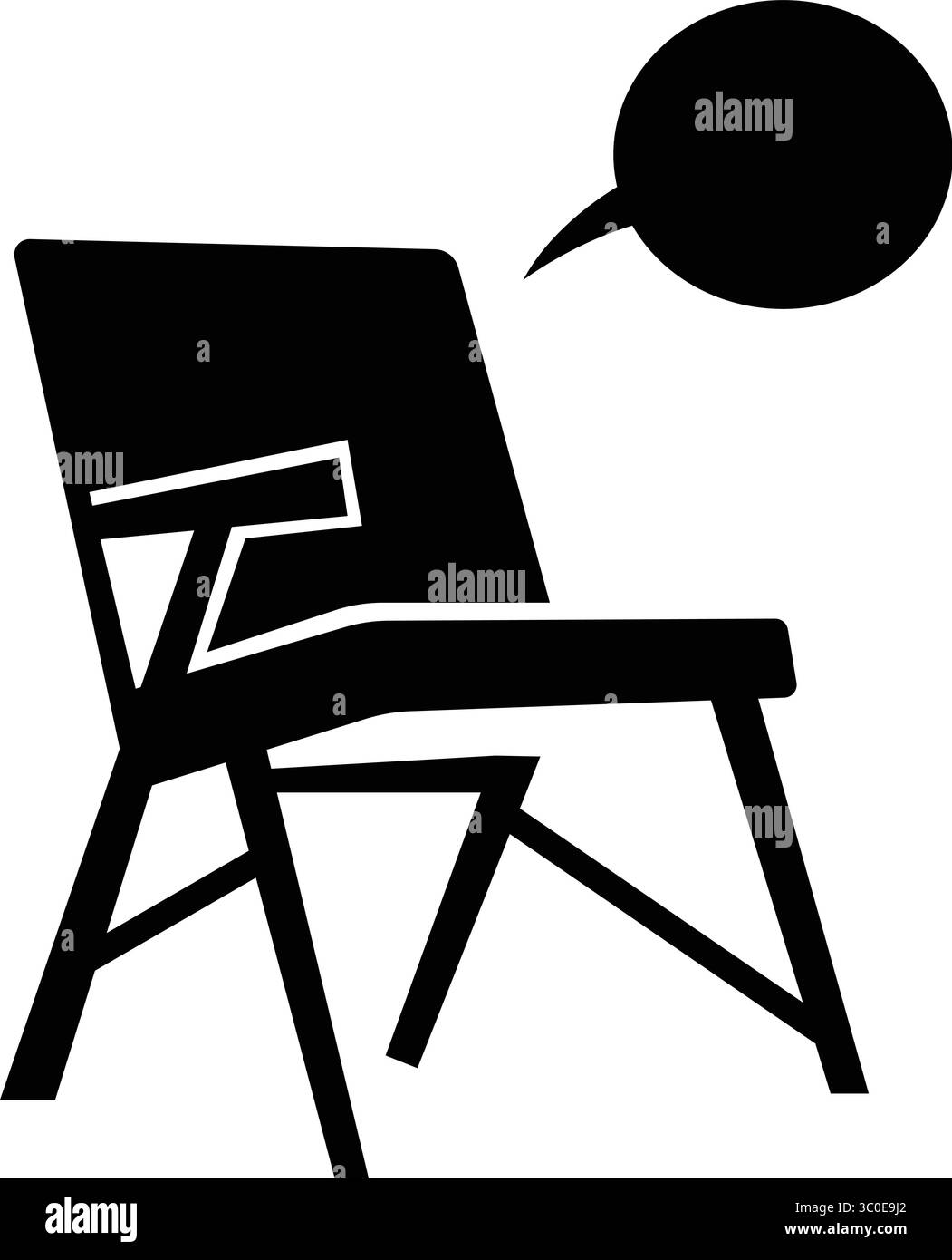 Poltrona moderna e audace con cornice geometrica e bolla vocale in stile comico, illustrazione vettoriale Illustrazione Vettoriale