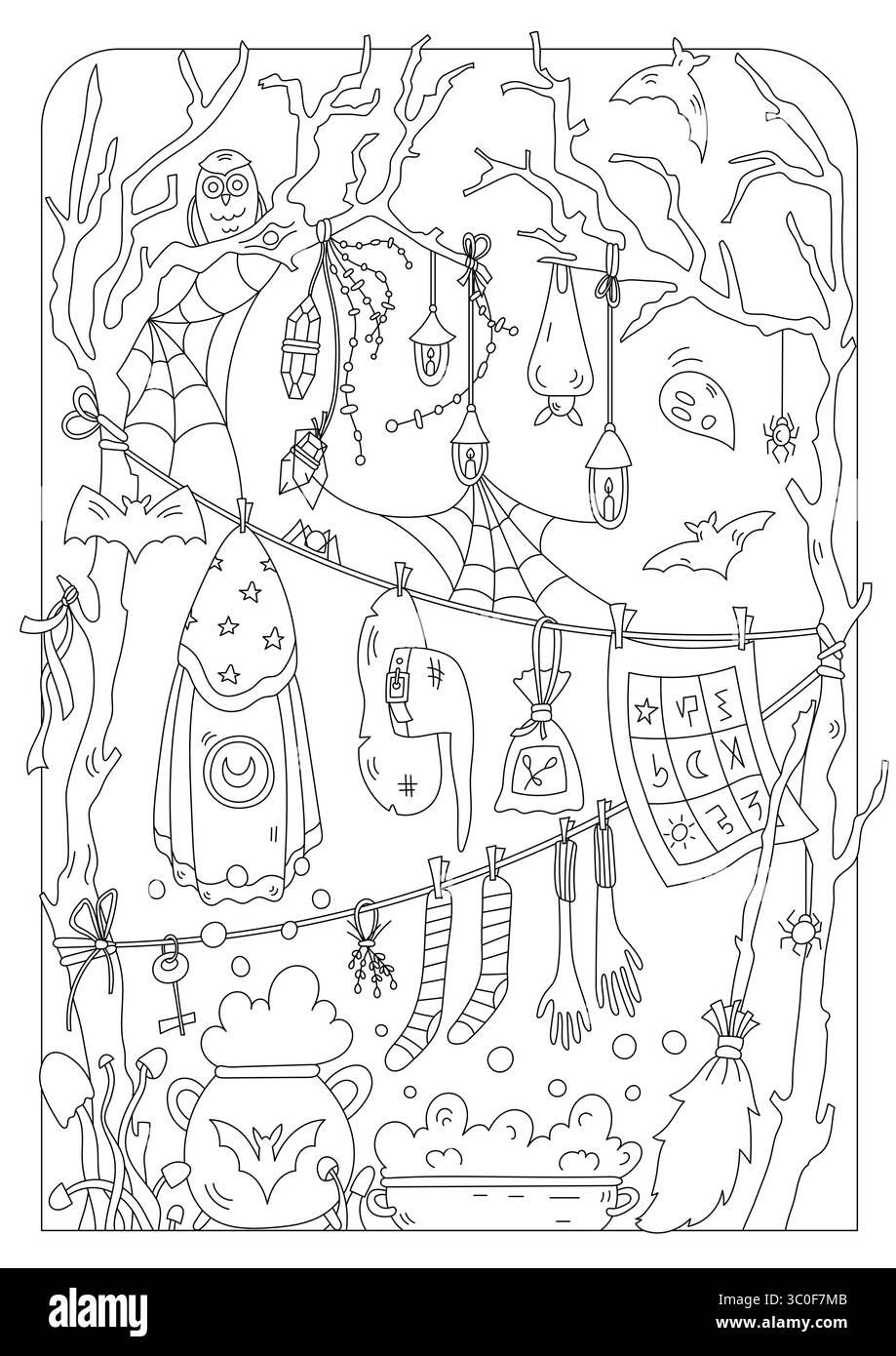 Servizio lavanderia e libro colorato per adulti per alleviare lo stress Illustrazione Vettoriale