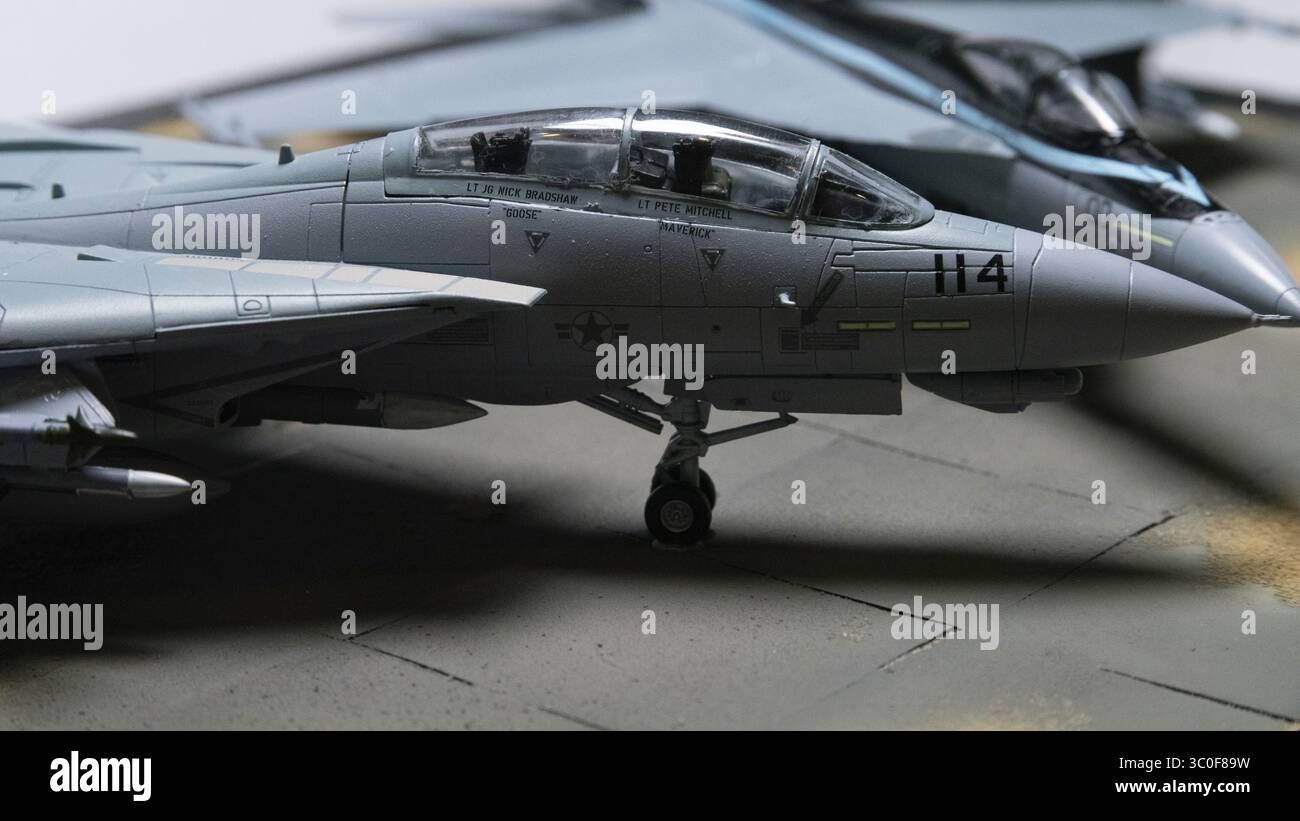 Progetto di modellazione Top Gun F-14D e F-18E in scala 1:72 Foto Stock