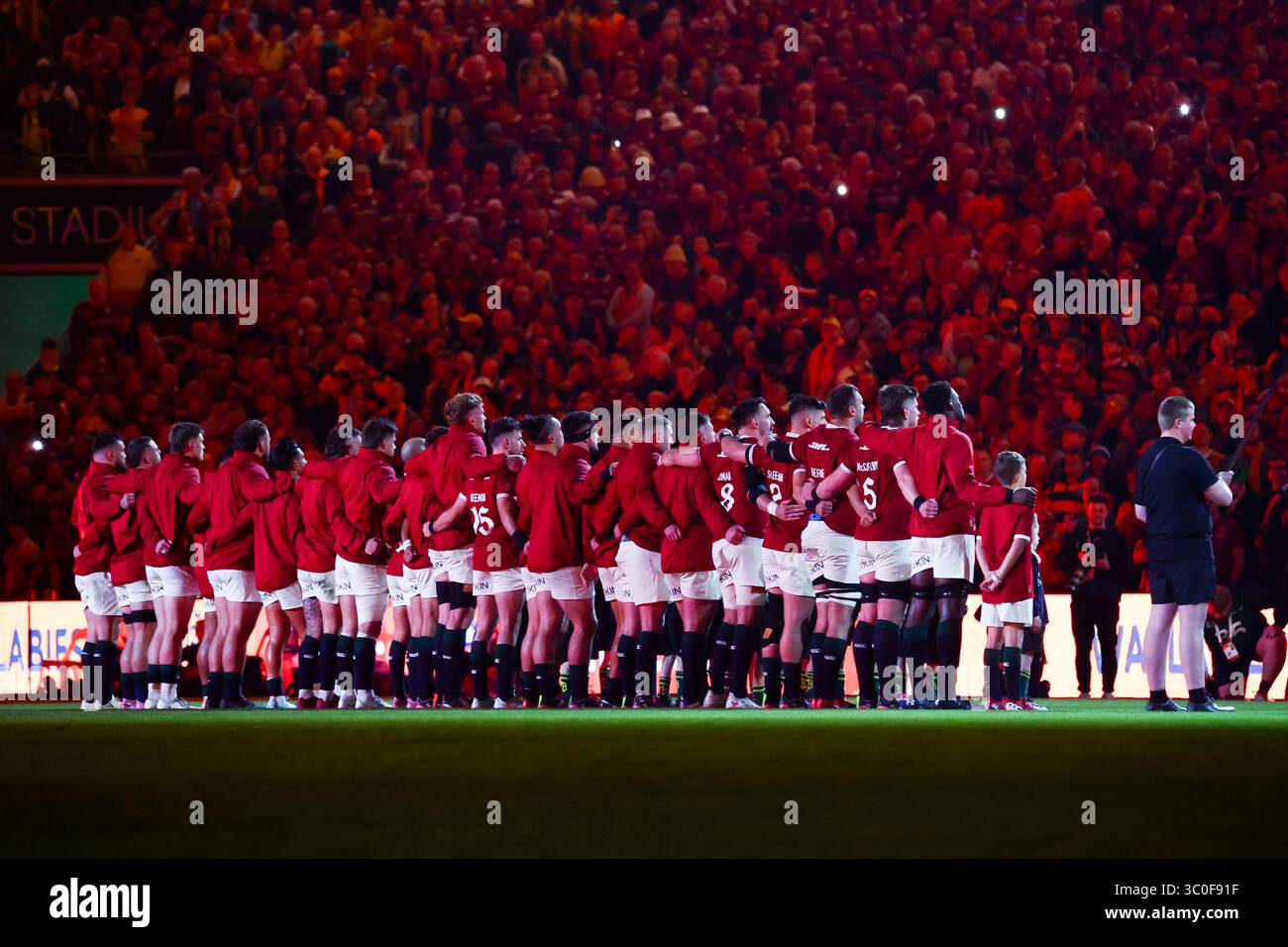 Brisbane,Australia,19,luglio,2025 Lions lineup Australia Wallabies vs The British & Irish Lions, The 1st test, Rugby Union crediti: Jason o'Brien / Seconds Left /Alamy Foto Stock