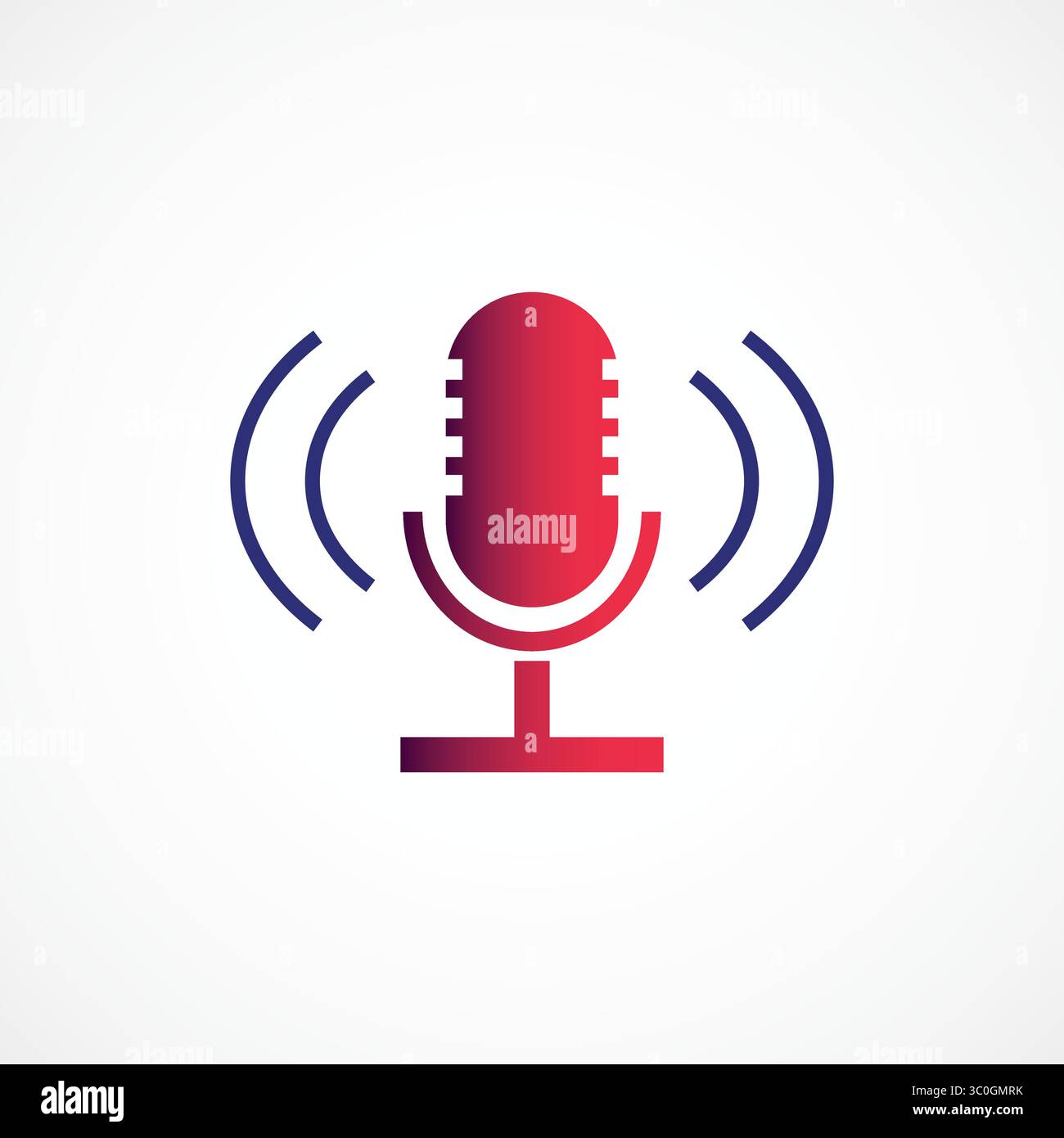 Icona riconoscimento vocale: Tecnologia ai Voice Command, il microfono simbolo per siti Web, presentazioni, app mobili. Illustrazione astratta Illustrazione Vettoriale