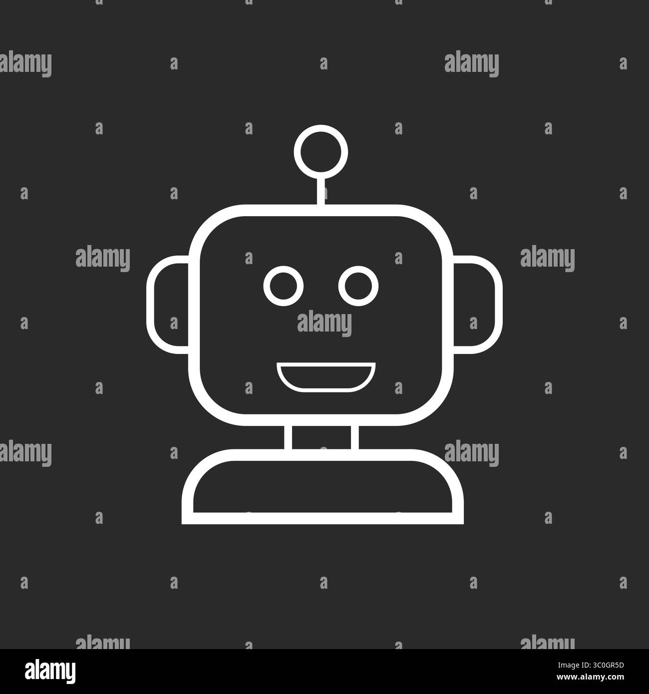 Logo vettore icona robot su sfondo bianco e nero. Logo Inspirational Smart Artificial Assistant for Automation Icon, Machine Learning e Digital Illustrazione Vettoriale