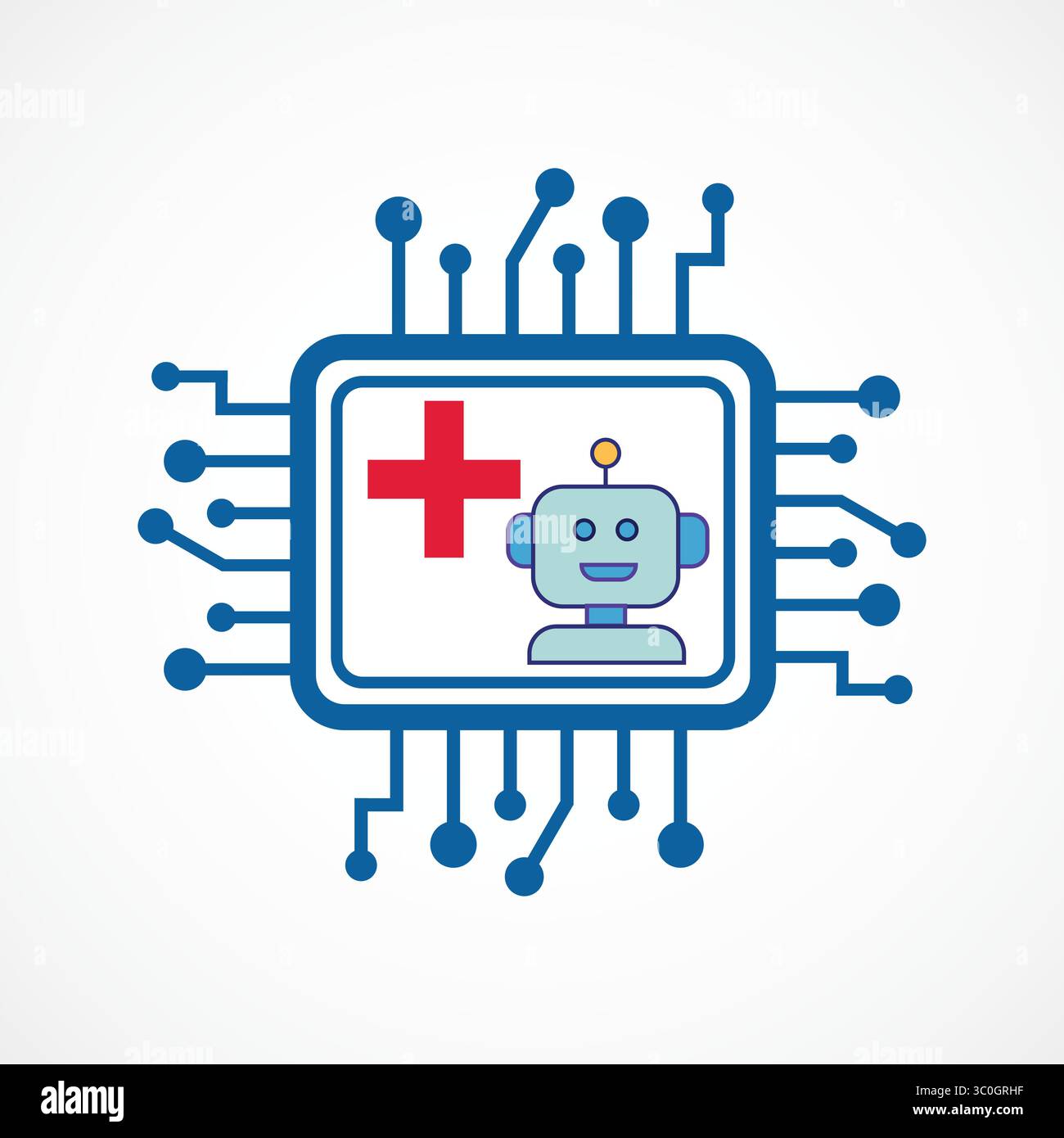 Icona AI Healthcare – icona a colori della tecnologia Smart Medical Intelligence, segno vettoriale. Simbolo, illustrazione del logo. Grafica vettoriale per presentazione, ecc. Illustrazione Vettoriale