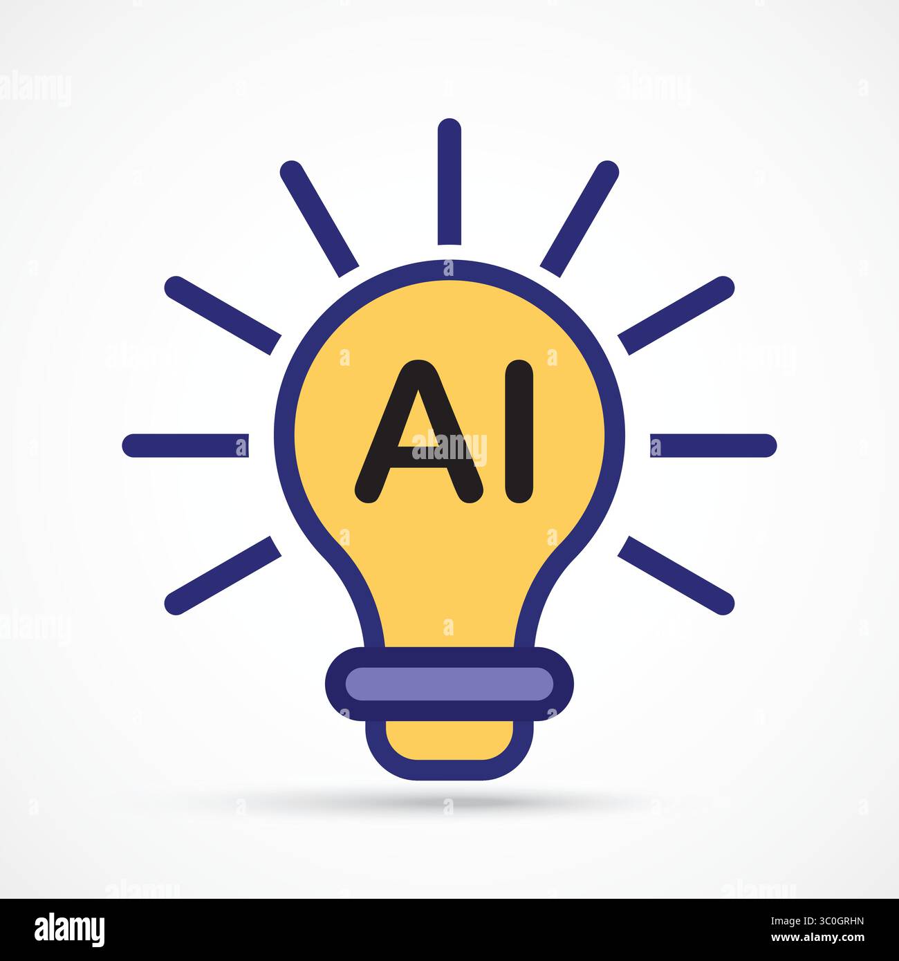 Icona di INTELLIGENZA ARTIFICIALE - concetto di innovazione dell'intelligenza artificiale, intelligenza artificiale intelligente, lampadina dell'innovazione, segno vettoriale. Simbolo, illustrazione del logo. Vettore Illustrazione Vettoriale