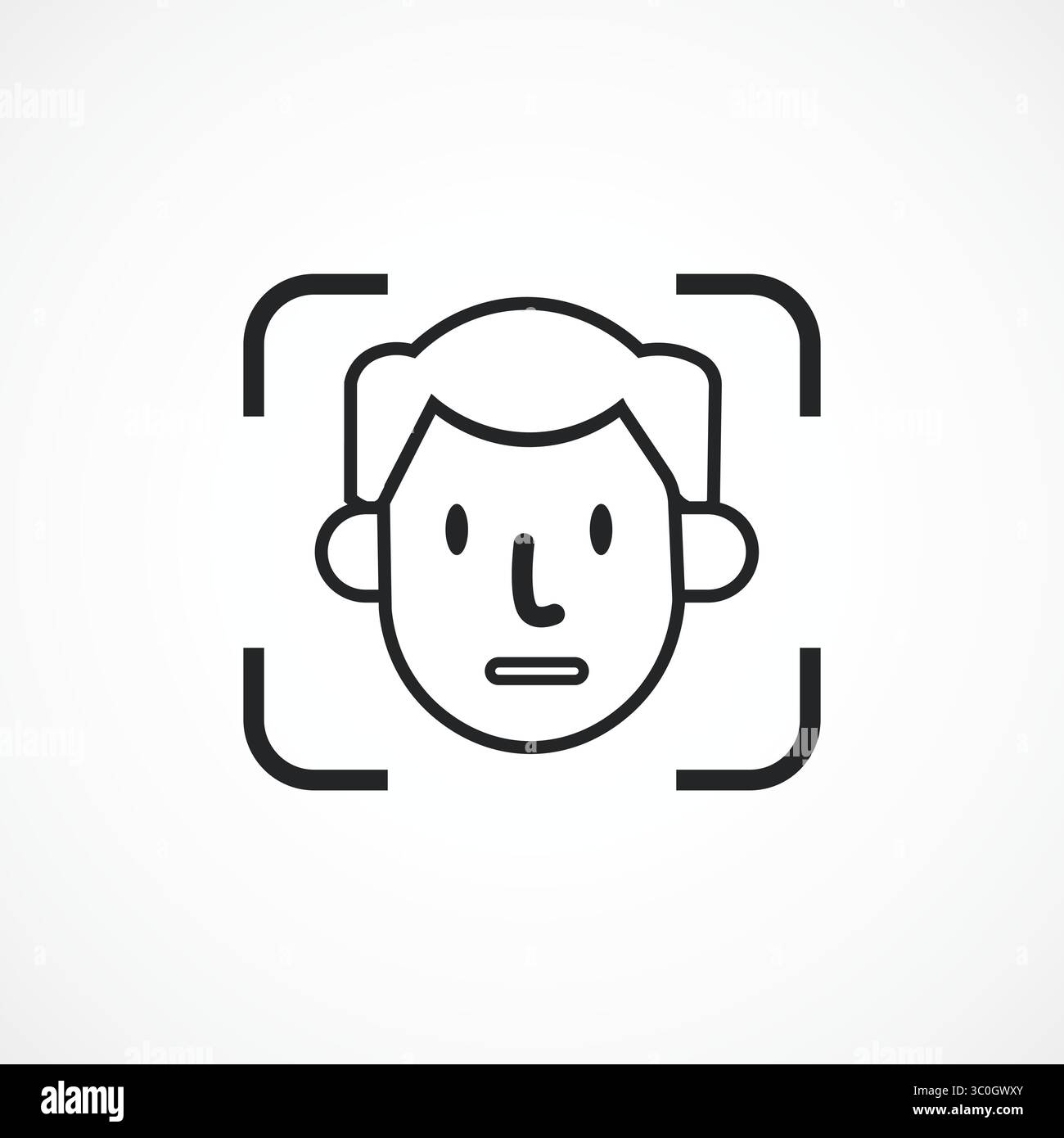 Icona Face Detection con contorno e sfondo bianco – tecnologia di riconoscimento biometrico ai, icona illustrazione vettoriale Illustrazione Vettoriale