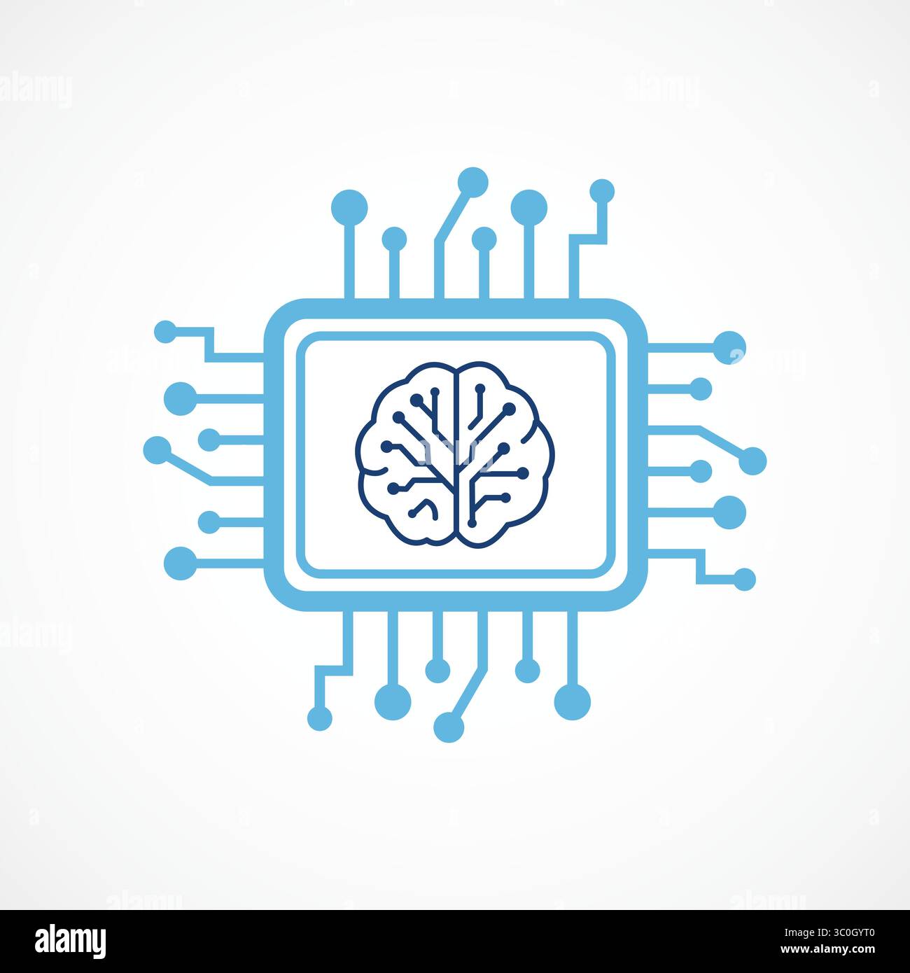 Icona del chip di apprendimento automatico – icona del concetto di processore intelligente ai, icona colorata dell'illustrazione vettoriale Illustrazione Vettoriale
