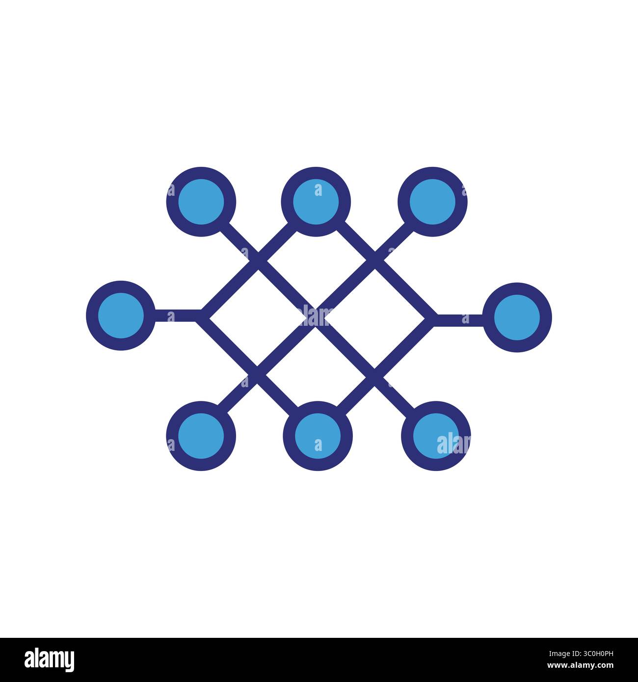 Apprendimento automatico – concetto di elaborazione dei dati ai e analisi predittiva, icona di apprendimento automatico, icona di rete neurale per l'intelligenza artificiale e la scienza dei dati Illustrazione Vettoriale