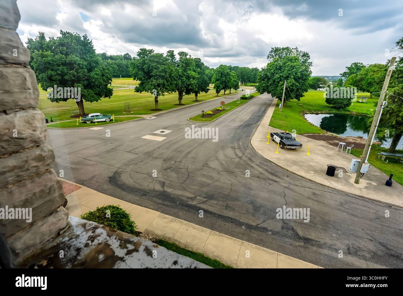L'Ohio State Reformatory di Mansfield, Ohio, costruito tra il 1886 e il 1910, è una prigione storica famosa per il suo ruolo nella Shawshank Redemption ed è ora un'attrazione turistica. Foto Stock