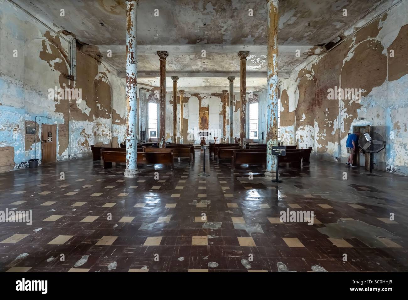L'Ohio State Reformatory di Mansfield, Ohio, costruito tra il 1886 e il 1910, è una prigione storica famosa per il suo ruolo nella Shawshank Redemption ed è ora un'attrazione turistica. Foto Stock