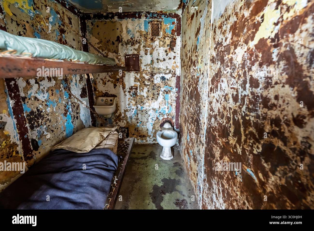 L'Ohio State Reformatory di Mansfield, Ohio, costruito tra il 1886 e il 1910, è una prigione storica famosa per il suo ruolo nella Shawshank Redemption ed è ora un'attrazione turistica. Foto Stock