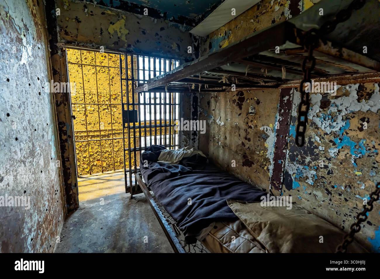L'Ohio State Reformatory di Mansfield, Ohio, costruito tra il 1886 e il 1910, è una prigione storica famosa per il suo ruolo nella Shawshank Redemption ed è ora un'attrazione turistica. Foto Stock